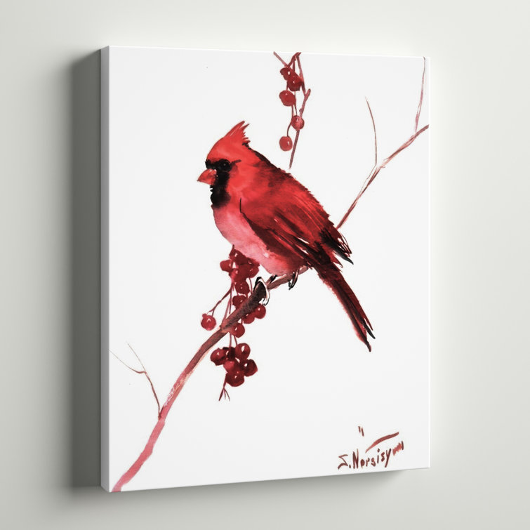 Americanflat Red Cardinal Bird by Suren Nersisyan Painting Print